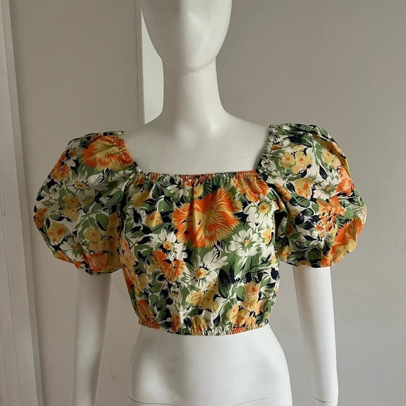 Faithfull the Brand Pontina Top Balloon Sleeve Floral Print, Size 4 NWOT - Picture 3 of 7